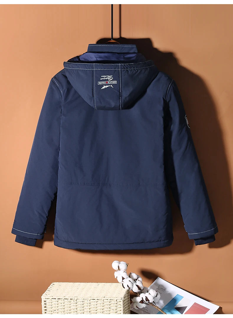 New Men's Jacket Inner Thickened Cotton Winter Clothes Bruce&Shark Warm Fashion Casual Men Coats Cotton Outerwear Big Size 4XL