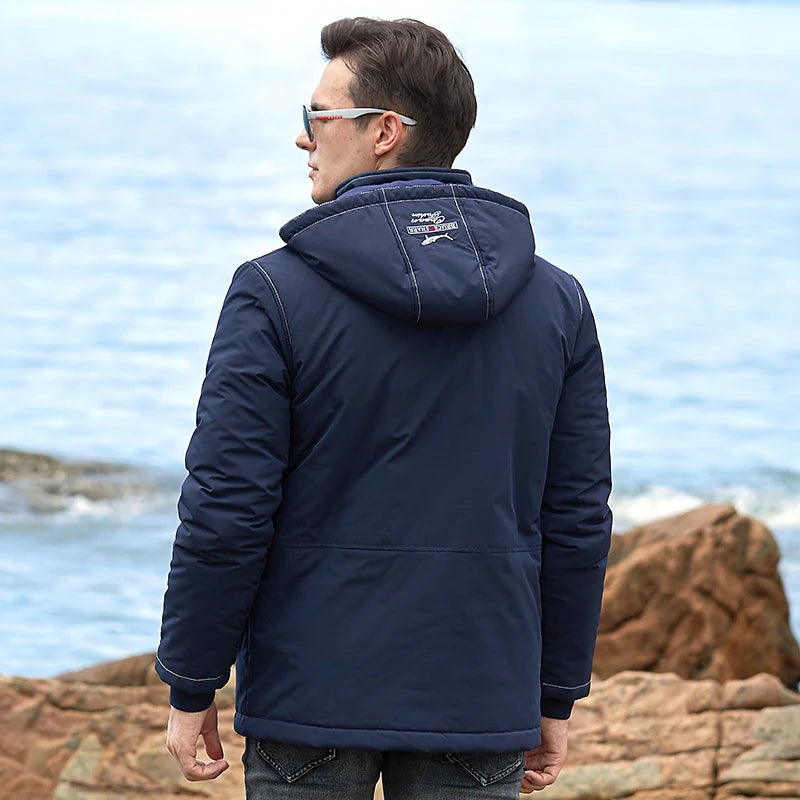 New Men's Jacket Inner Thickened Cotton Winter Clothes Bruce&Shark Warm Fashion Casual Men Coats Cotton Outerwear Big Size 4XL