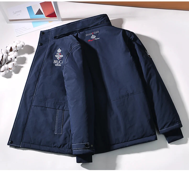 New Men's Jacket Inner Thickened Cotton Winter Clothes Bruce&Shark Warm Fashion Casual Men Coats Cotton Outerwear Big Size 4XL