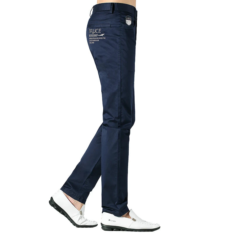 Bruce&Shark Autumn Winter Men's Pants Thicken Fashions Casual Straight Men's Trousers 98%Cotton 2%Spandex Stretch Cosy Fabric