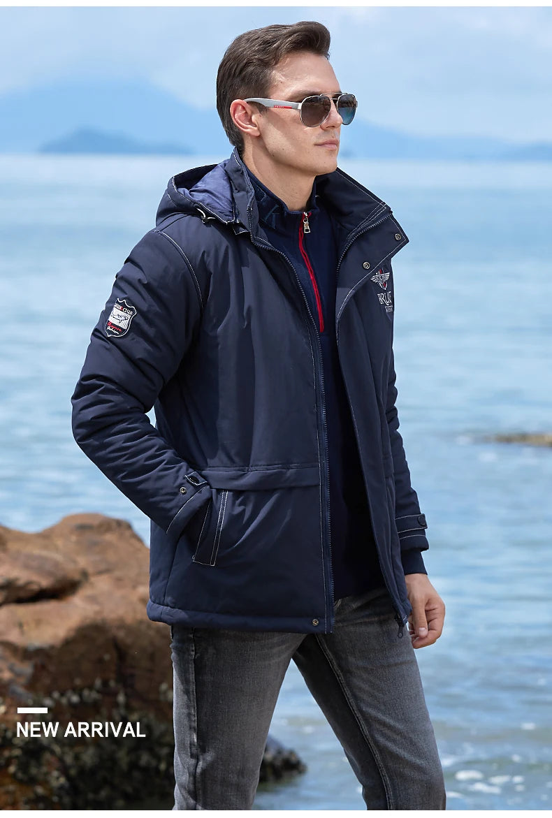 New Men's Jacket Inner Thickened Cotton Winter Clothes Bruce&Shark Warm Fashion Casual Men Coats Cotton Outerwear Big Size 4XL