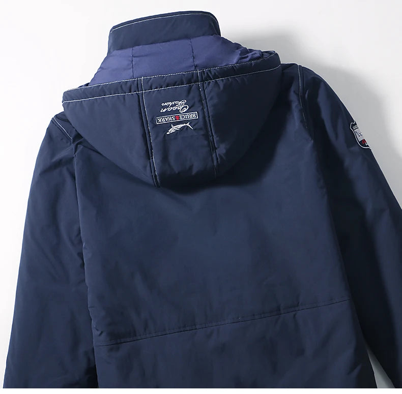 New Men's Jacket Inner Thickened Cotton Winter Clothes Bruce&Shark Warm Fashion Casual Men Coats Cotton Outerwear Big Size 4XL