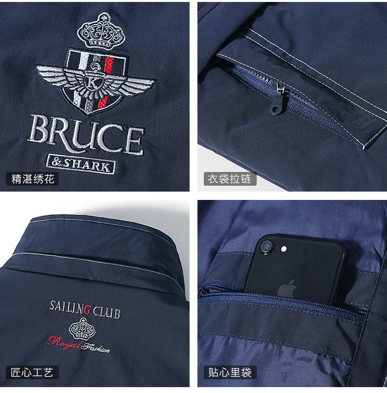 New Men's Jacket Inner Thickened Cotton Winter Clothes Bruce&Shark Warm Fashion Casual Men Coats Cotton Outerwear Big Size 4XL