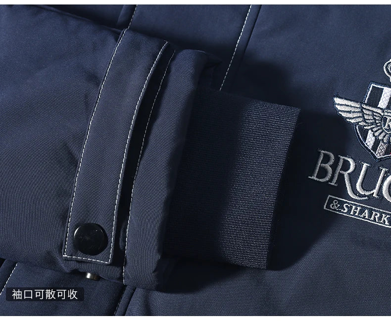 New Men's Jacket Inner Thickened Cotton Winter Clothes Bruce&Shark Warm Fashion Casual Men Coats Cotton Outerwear Big Size 4XL
