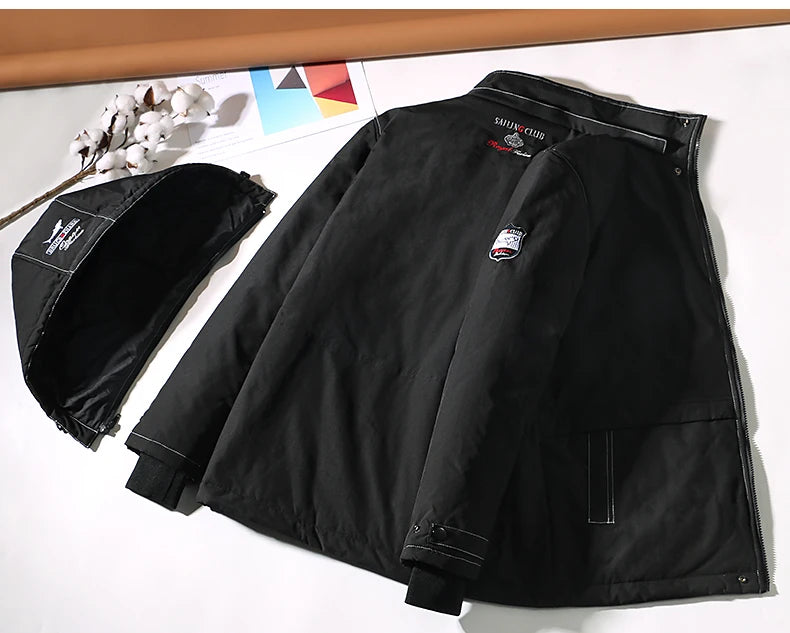 New Men's Jacket Inner Thickened Cotton Winter Clothes Bruce&Shark Warm Fashion Casual Men Coats Cotton Outerwear Big Size 4XL