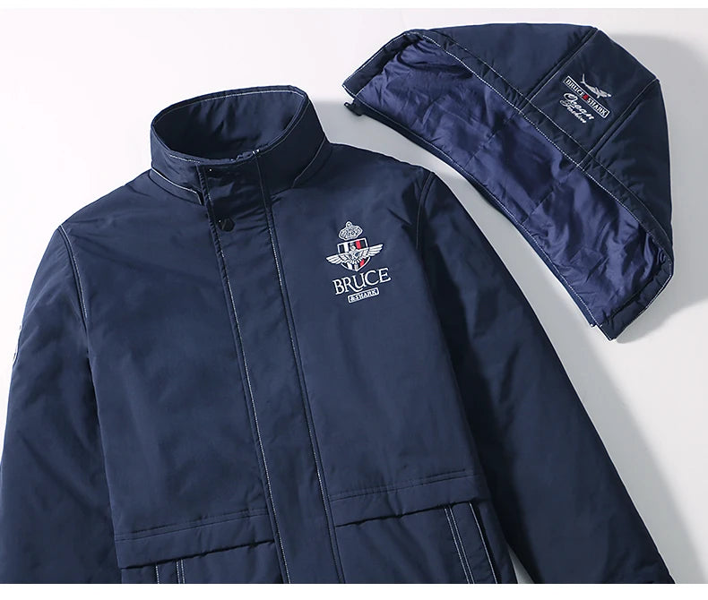 New Men's Jacket Inner Thickened Cotton Winter Clothes Bruce&Shark Warm Fashion Casual Men Coats Cotton Outerwear Big Size 4XL