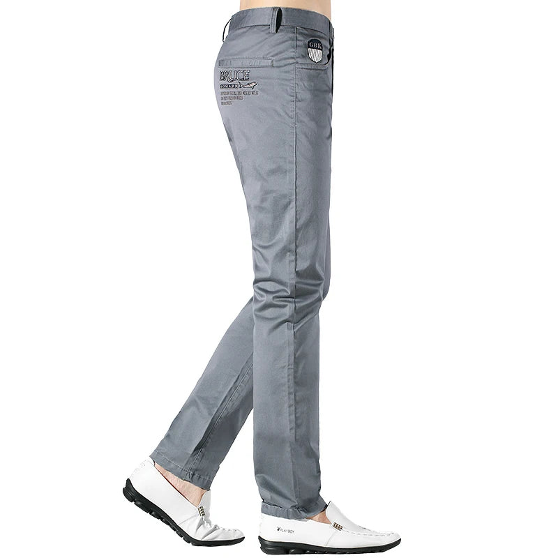 Bruce&Shark Autumn Winter Men's Pants Thicken Fashions Casual Straight Men's Trousers 98%Cotton 2%Spandex Stretch Cosy Fabric