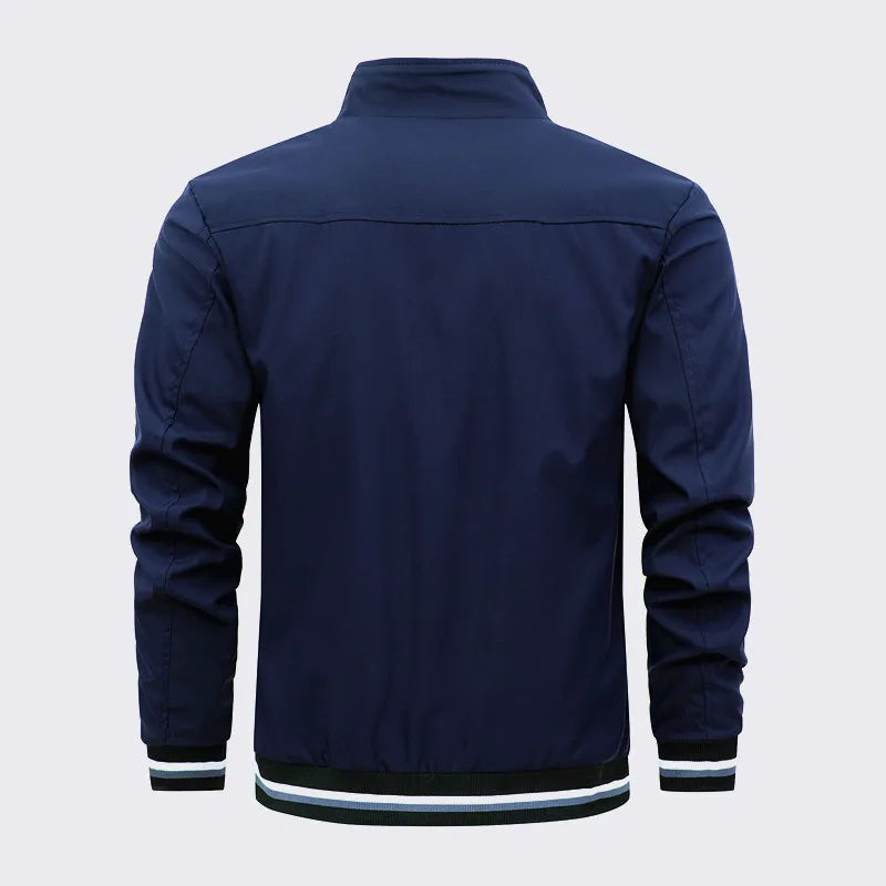 Autumn and Winter Men's Stand Collar Casual Zipper Jacket Outdoor Sports Coat Windbreaker Jacket for Men Waterproof Bomber