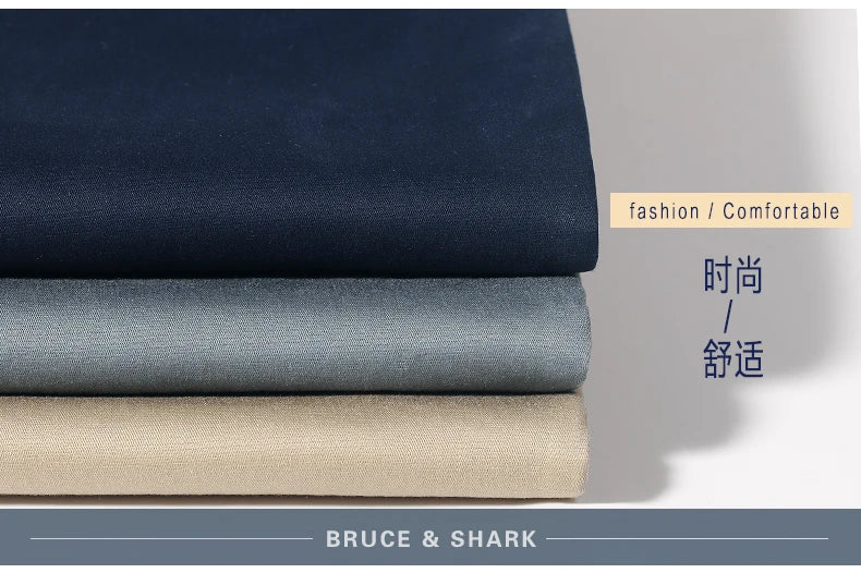 Bruce&Shark Autumn Winter Men's Pants Thicken Fashions Casual Straight Men's Trousers 98%Cotton 2%Spandex Stretch Cosy Fabric