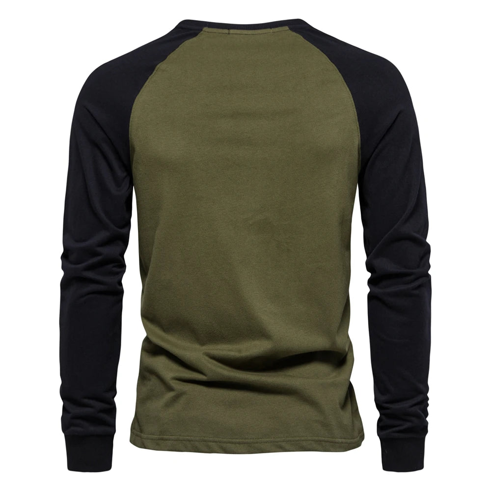 AIOPESON 100% Cotton Long Sleeve Men's T-shirt Solid Color Letter Print Casual T shirts for Men New Spring Tops Tee Men Clothing