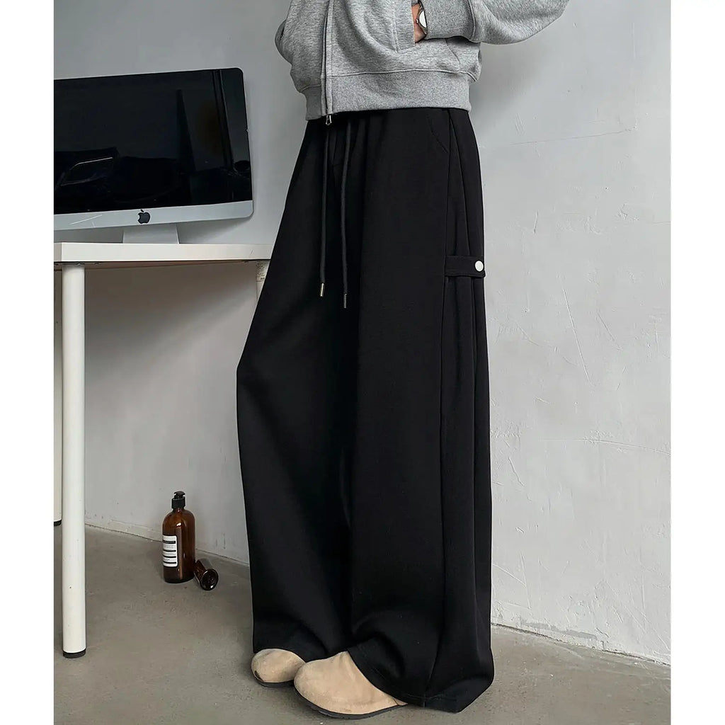 ey Deconstructed Spor Men's Sweatpants Casual Loose Wide Leg Long Trousers American Street Sle Autumn Winter Heavyweight