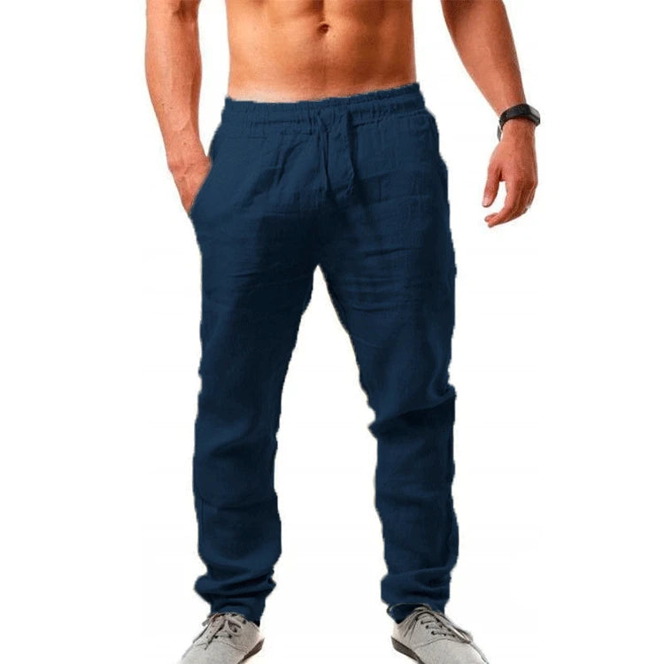 Spring/Summer New 9 Colors Men's Solid Color Cotton Linen Pants Autumn Streetwear Fashion Casual Solid Color Loose Trousers