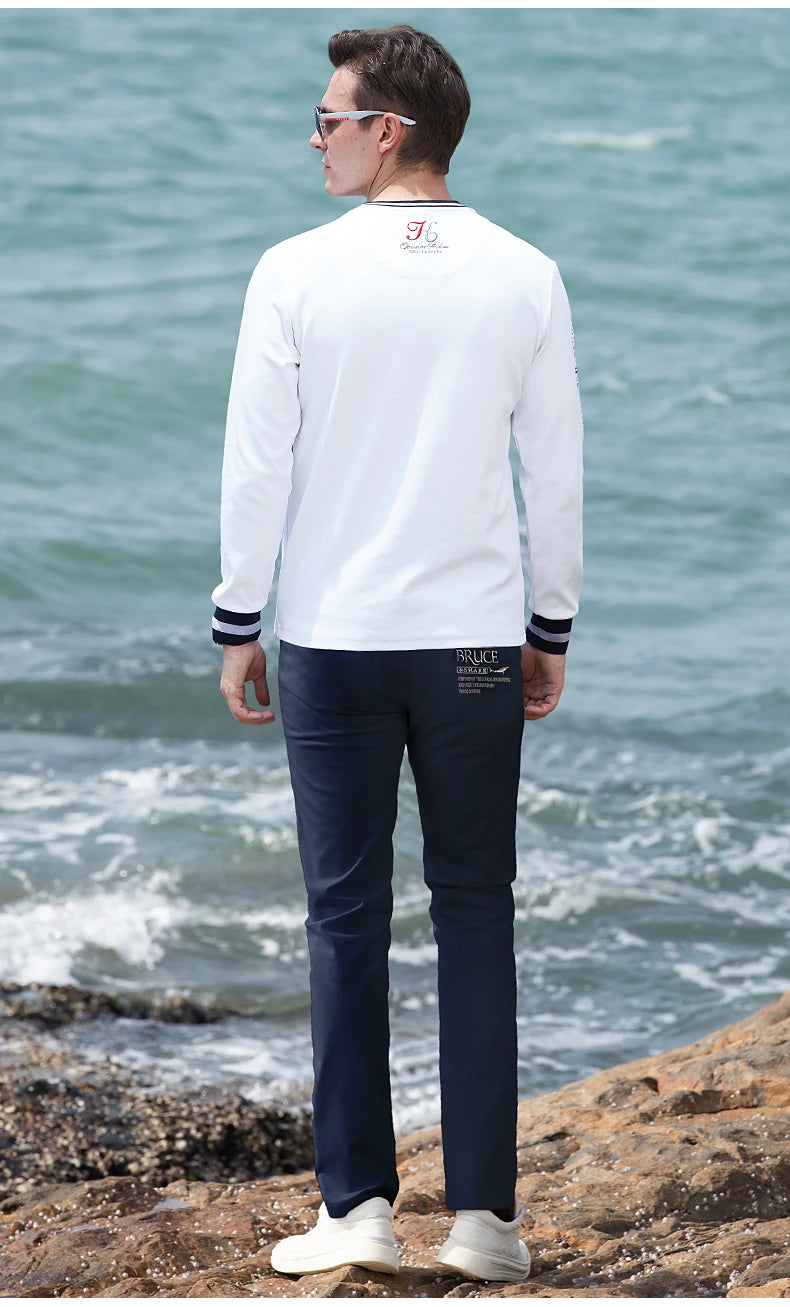 Bruce&Shark Autumn Winter Men's Pants Thicken Fashions Casual Straight Men's Trousers 98%Cotton 2%Spandex Stretch Cosy Fabric