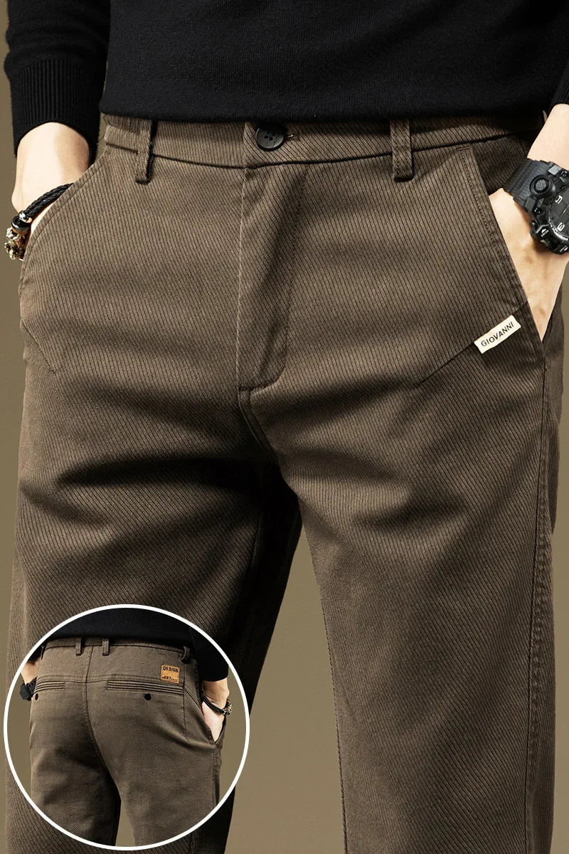 KUBRO Men's Pants Casual Cotton Solid Color Spring Autumn Straight Business Work Pants High Quality Fashion Black Grey Trousers