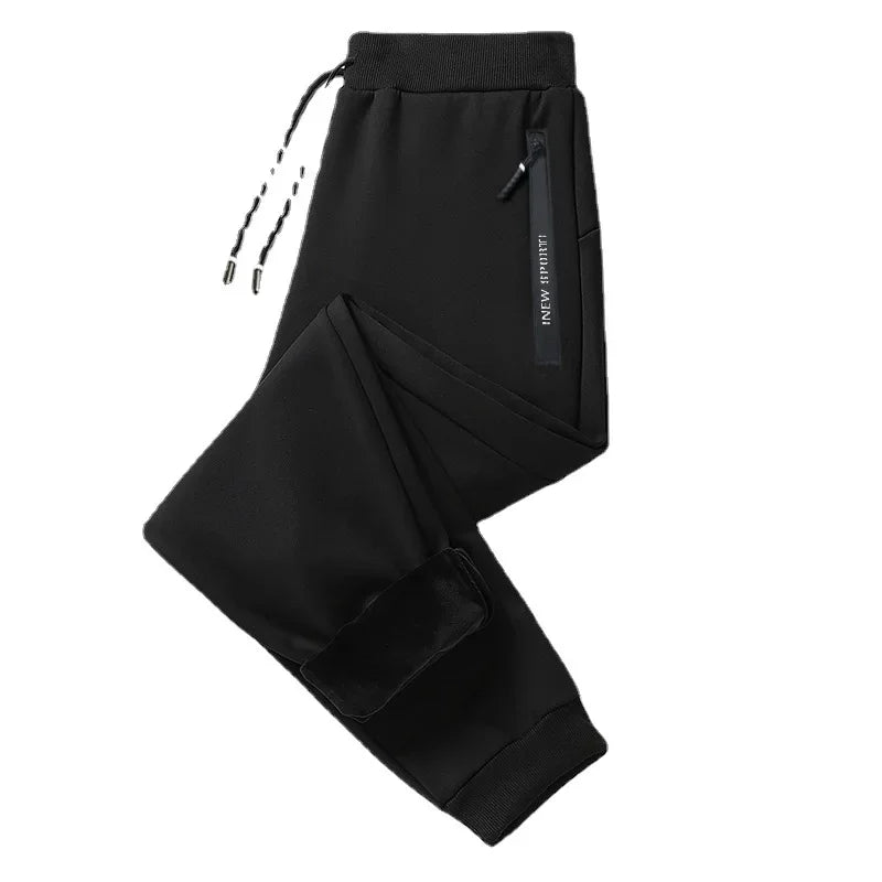 Autumn Winter Men's Loose-fit Casual Straight-leg Pants Fleece-lined Thickened Bunded Feet Sweatpants Trendy Male Style