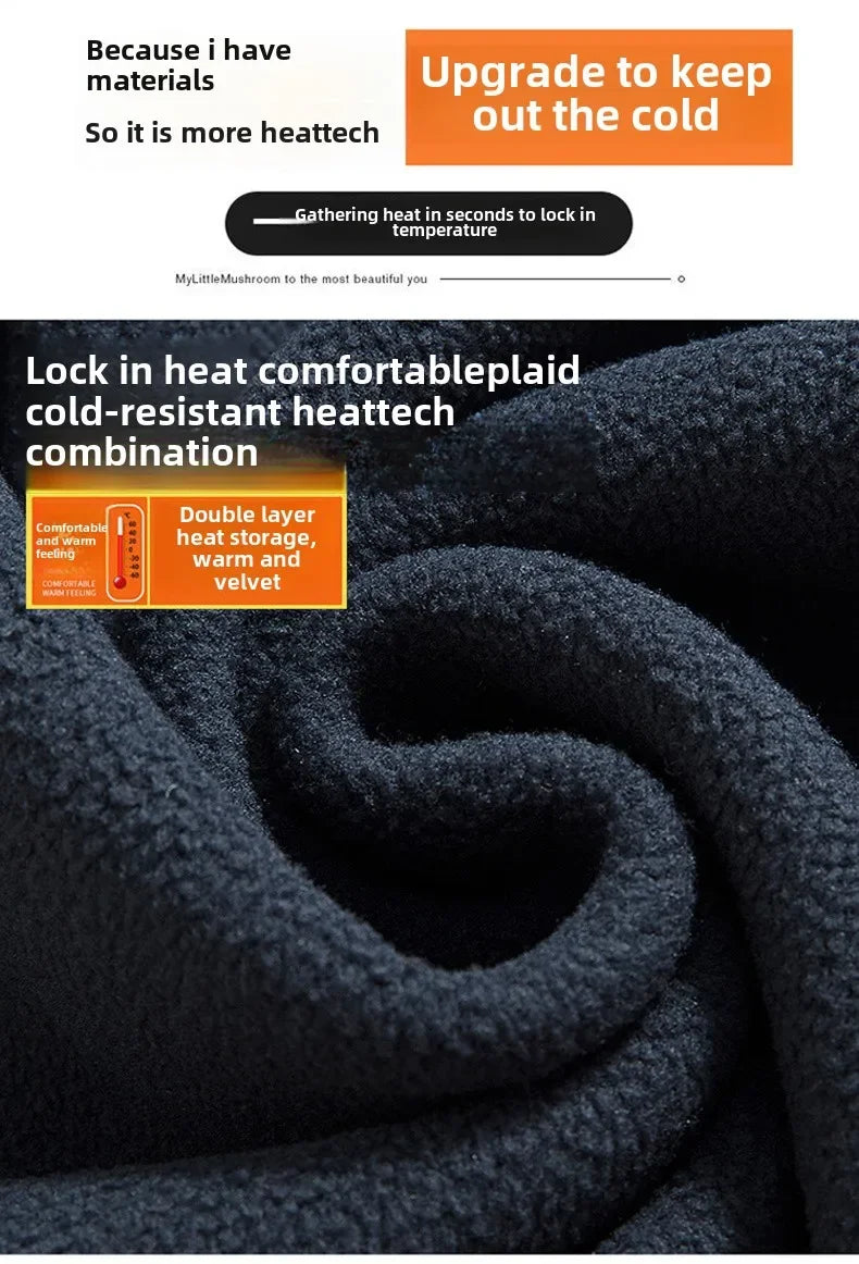 Winter Warm Fleece Jacket Men's Climbing Double Thickened Pocket Jacket Outdoor High Collar Windproof Ski Sweatshirt Coat Men