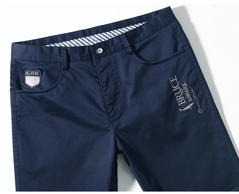 Bruce&Shark Autumn Winter Men's Pants Thicken Fashions Casual Straight Men's Trousers 98%Cotton 2%Spandex Stretch Cosy Fabric