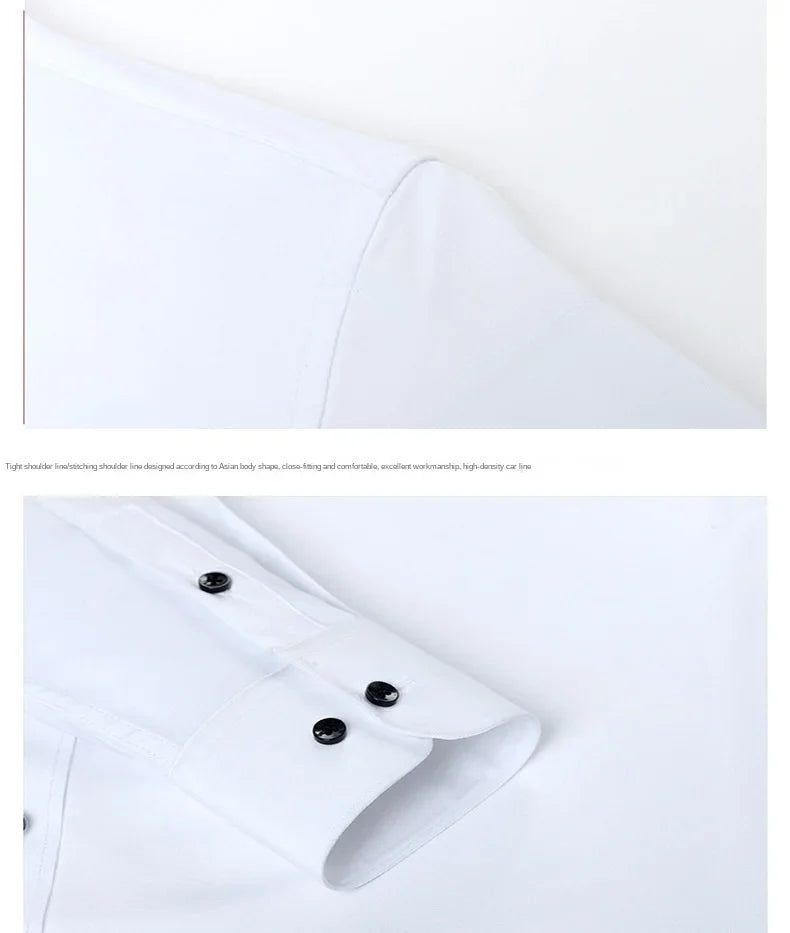 Non-iron, four-way stretch men's long sleeve shirt, silky foreign trade, cross-border amazon, euro men's tops, shirts