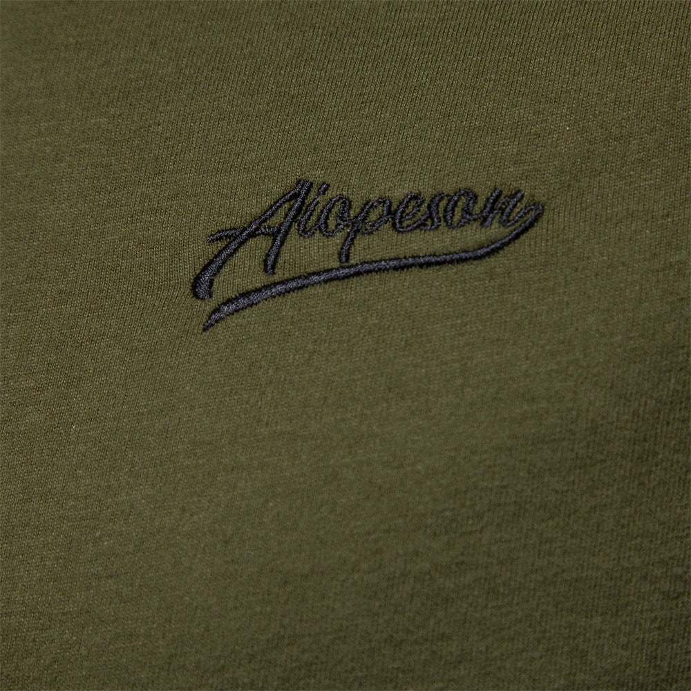 AIOPESON 100% Cotton Long Sleeve Men's T-shirt Solid Color Letter Print Casual T shirts for Men New Spring Tops Tee Men Clothing