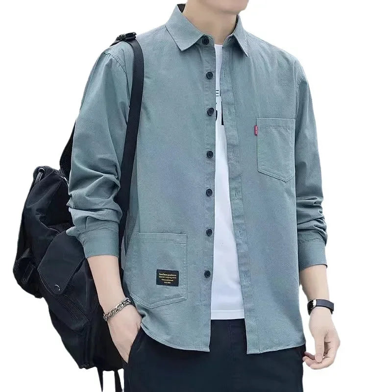 New Loose-fit Casual Men's Long Sleeve Vintage Japanese Shirt Jacket Spring Autumn Shirt Underwear