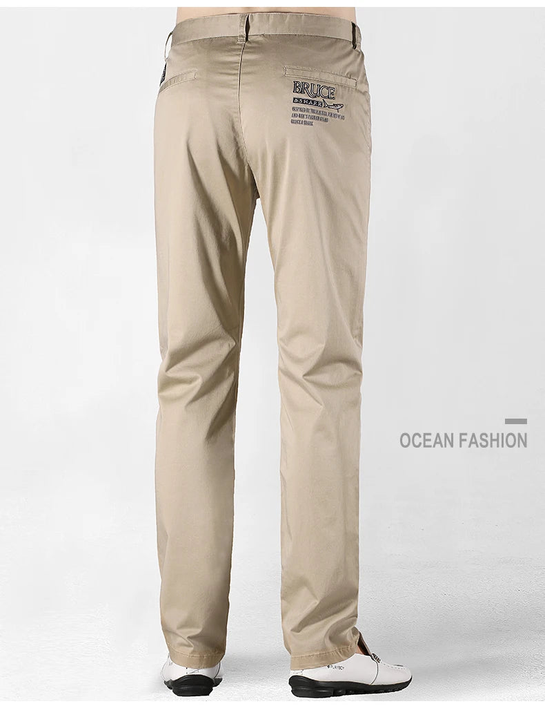 Bruce&Shark Autumn Winter Men's Pants Thicken Fashions Casual Straight Men's Trousers 98%Cotton 2%Spandex Stretch Cosy Fabric