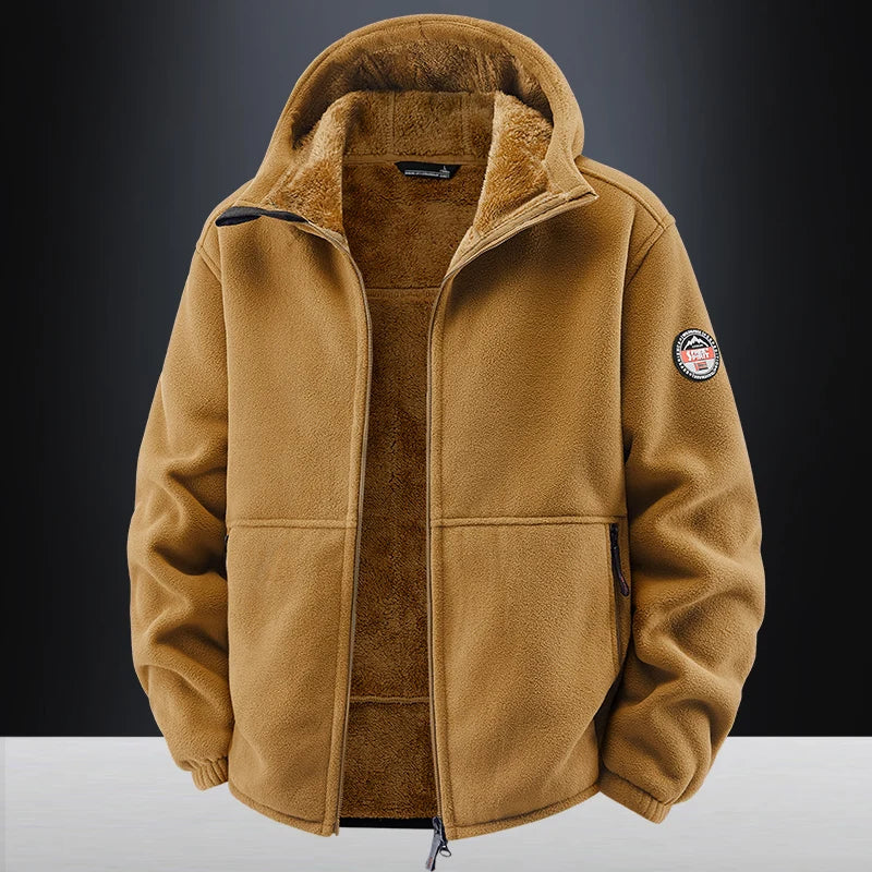 New men's winter jacket warm coat with fleece lining  Korean-style casual hooded coat  windproof suede coat  men's clothing top