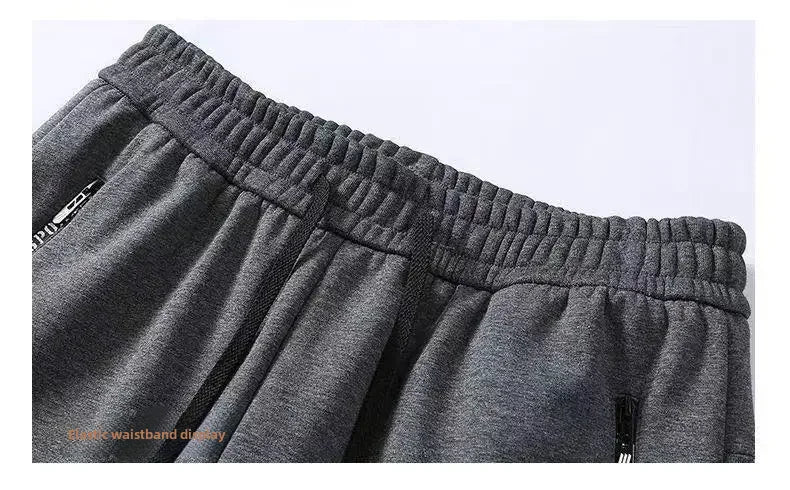 Autumn Winter Men's Loose-fit Casual Straight-leg Pants Fleece-lined Thickened Bunded Feet Sweatpants Trendy Male Style