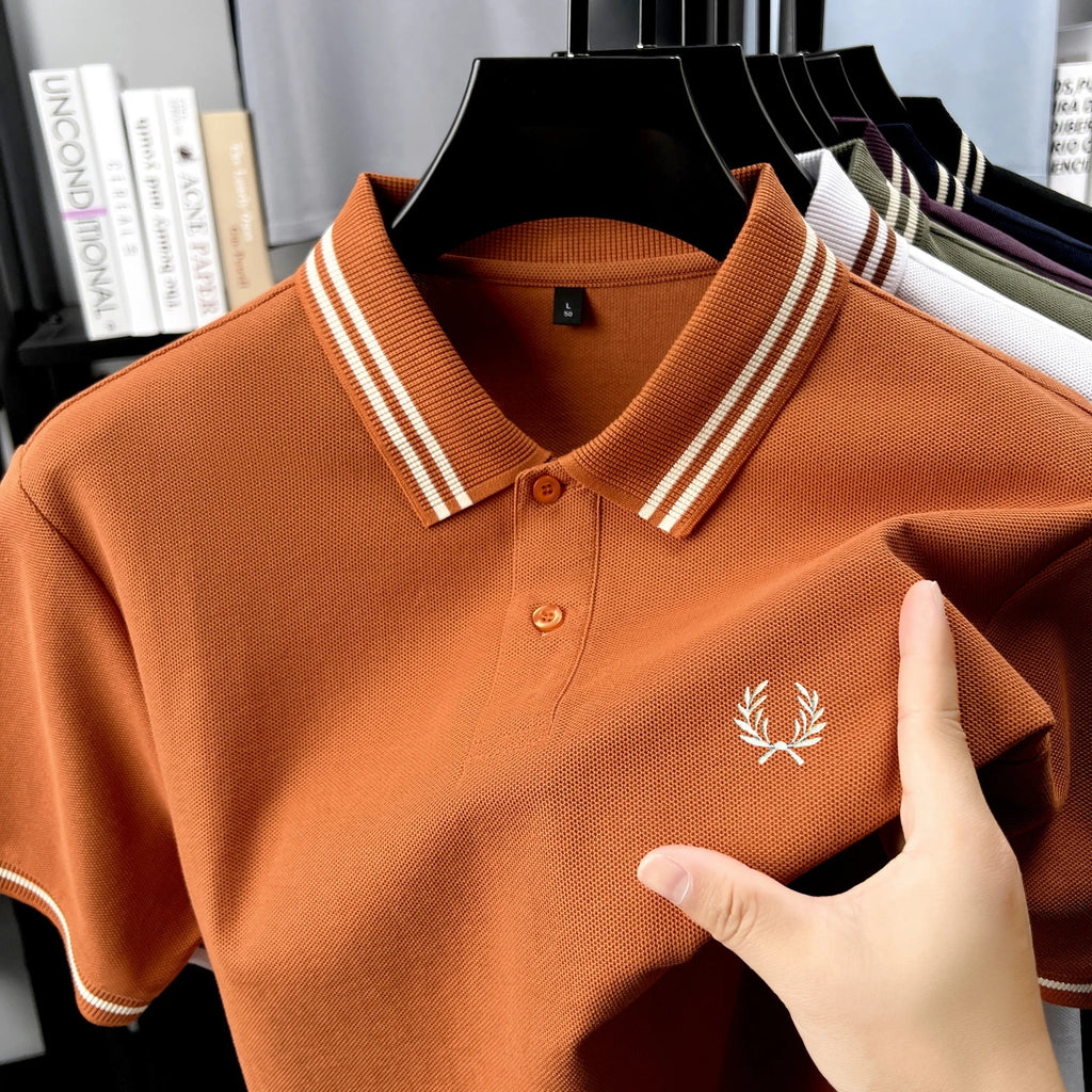 Luxury brand 100% cotton short sleeve men's polo shirt summer high-end fashion classic embroidery business casual golf T-shirt