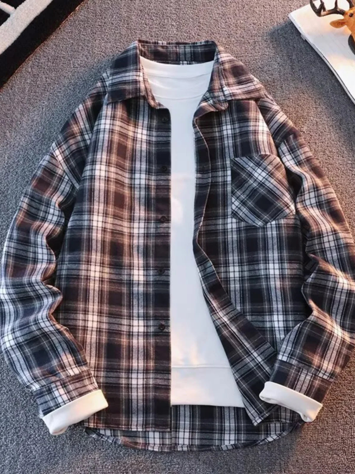 Long Sve Men's irt 2025 Spring New Sle Cool Retro Japanese id Large Size Collar irt Jaet Stand Fit Youth Faion