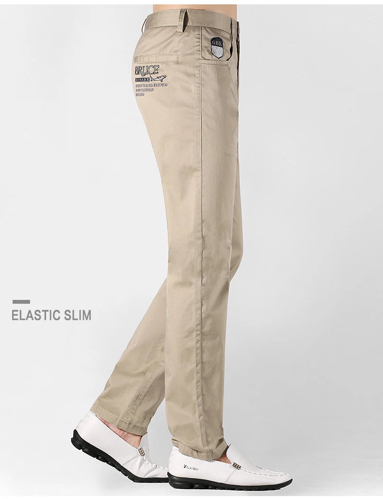 Bruce&Shark Autumn Winter Men's Pants Thicken Fashions Casual Straight Men's Trousers 98%Cotton 2%Spandex Stretch Cosy Fabric