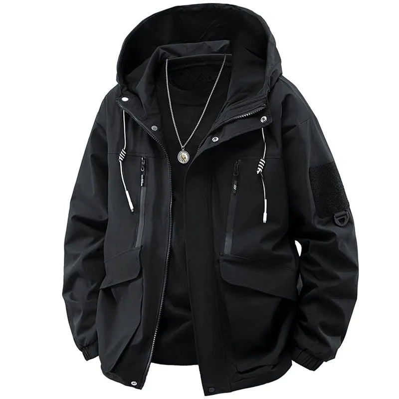 Jacket Mens Spring autumn New men jacket printing hooded Jackets casual coat Men's business coats Size M-4XL 5XL Hat detachable