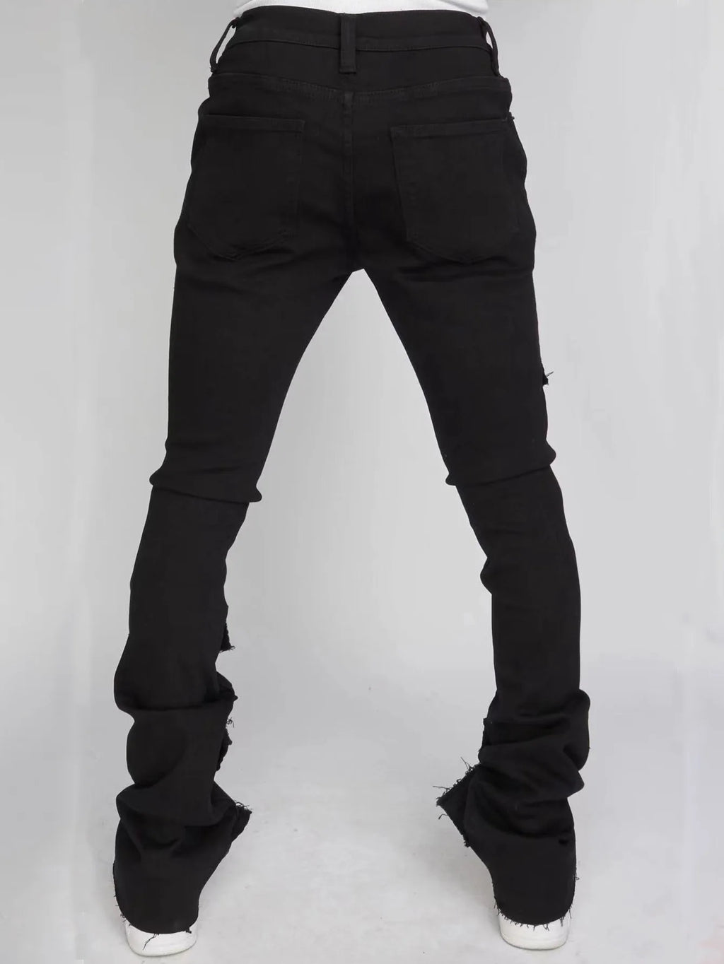 Men's Denim Pants Fashion High Street Jeans Zipper Fly American Straight Full Length Slight Strech Ripped Hole Stonewashed Jeans