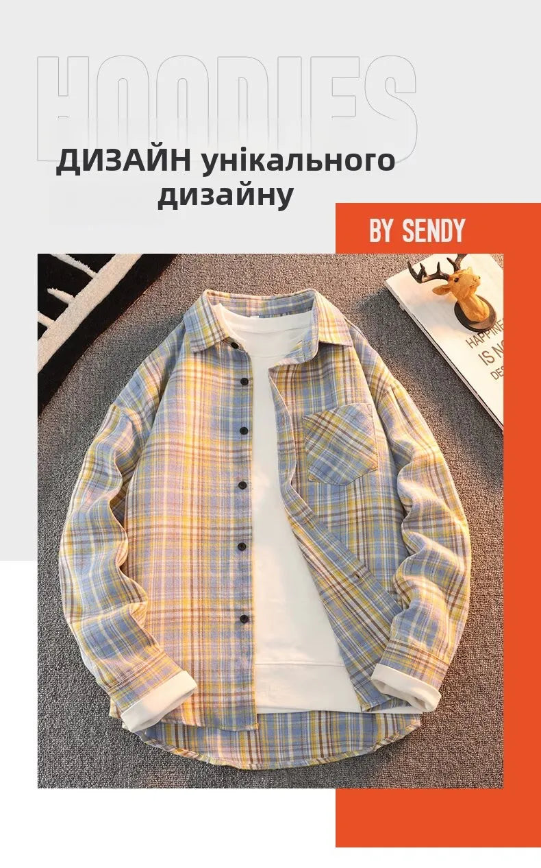 Long Sve Men's irt 2025 Spring New Sle Cool Retro Japanese id Large Size Collar irt Jaet Stand Fit Youth Faion