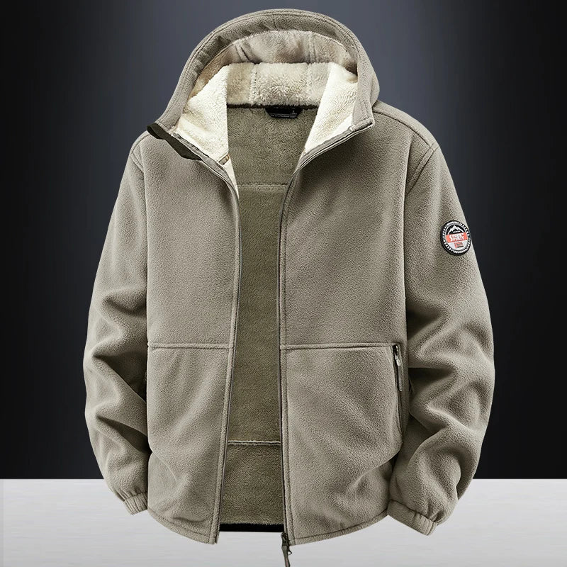 New men's winter jacket warm coat with fleece lining  Korean-style casual hooded coat  windproof suede coat  men's clothing top