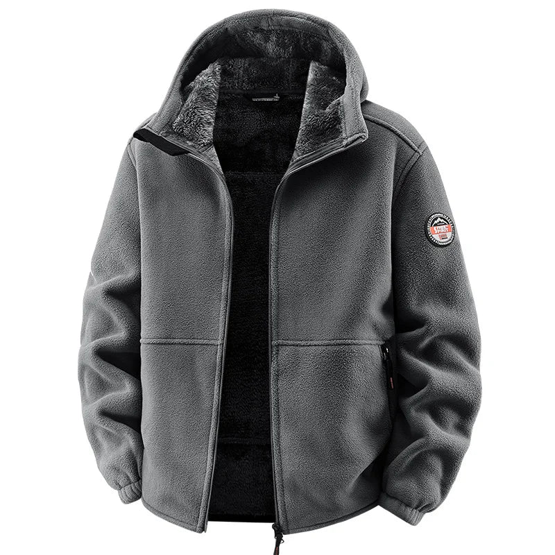 New men's winter jacket warm coat with fleece lining  Korean-style casual hooded coat  windproof suede coat  men's clothing top