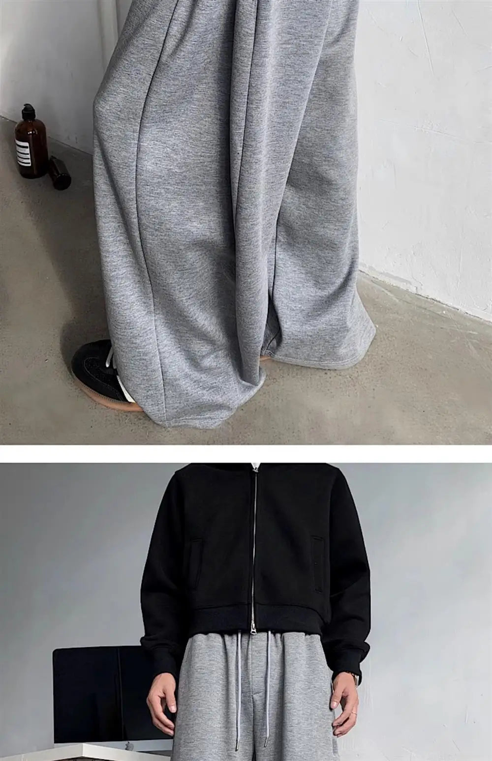 ey Deconstructed Spor Men's Sweatpants Casual Loose Wide Leg Long Trousers American Street Sle Autumn Winter Heavyweight