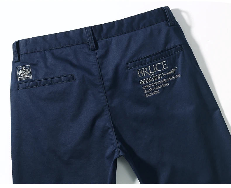 Bruce&Shark Autumn Winter Men's Pants Thicken Fashions Casual Straight Men's Trousers 98%Cotton 2%Spandex Stretch Cosy Fabric