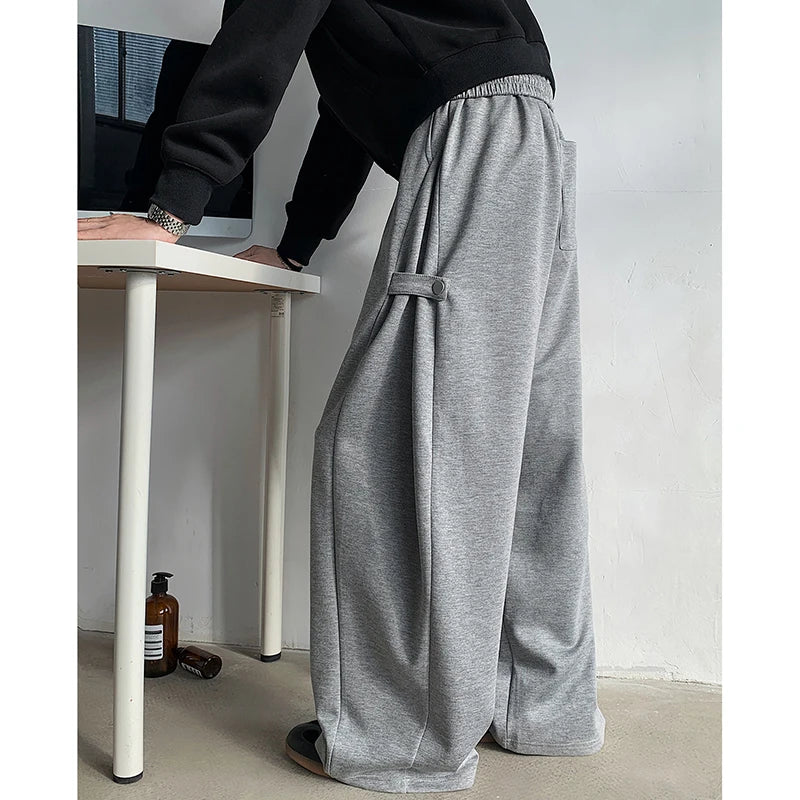 ey Deconstructed Spor Men's Sweatpants Casual Loose Wide Leg Long Trousers American Street Sle Autumn Winter Heavyweight