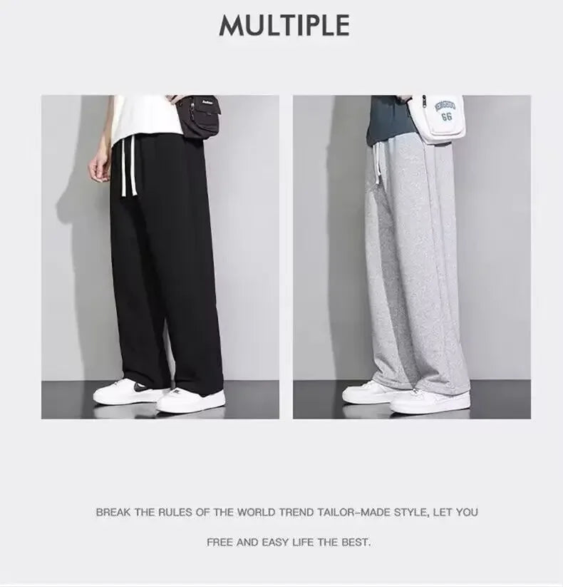 New Men's Casual Sports Pants Loose Elastic Waist Spring Autumn Versatile Straight Leg Long Trousers Comfortable Fit