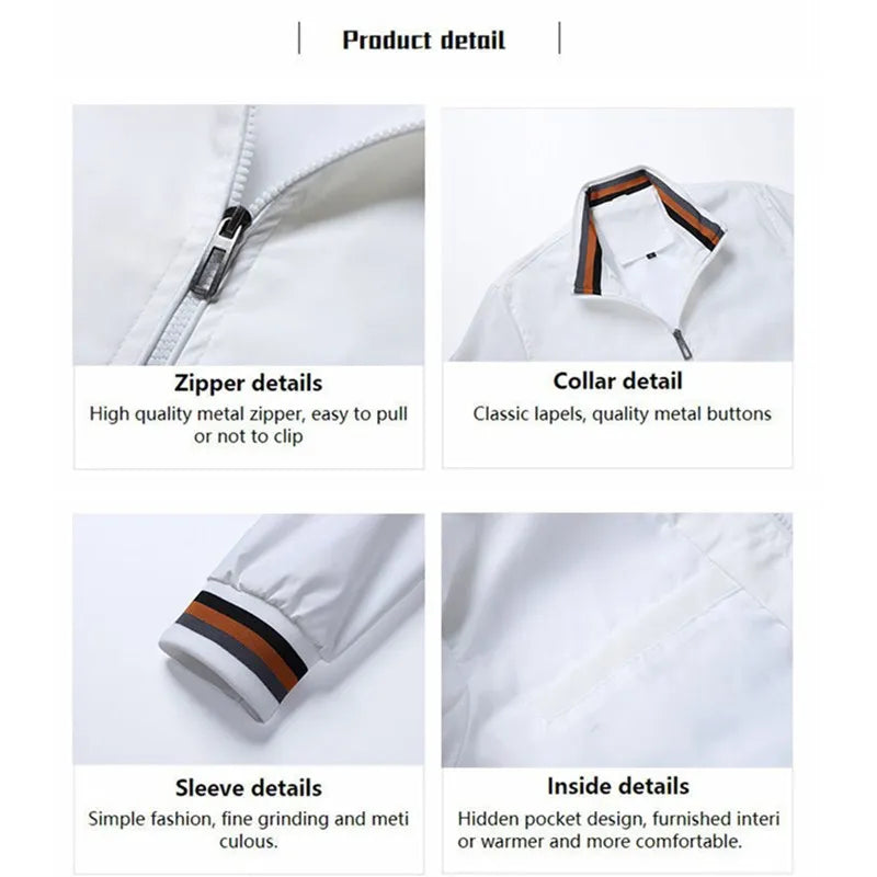 Autumn and Winter Men's Stand Collar Casual Zipper Jacket Outdoor Sports Coat Windbreaker Jacket for Men Waterproof Bomber