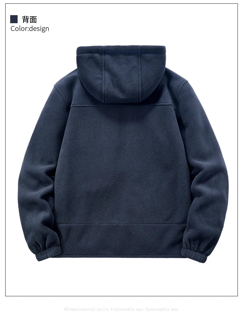 New men's winter jacket warm coat with fleece lining  Korean-style casual hooded coat  windproof suede coat  men's clothing top