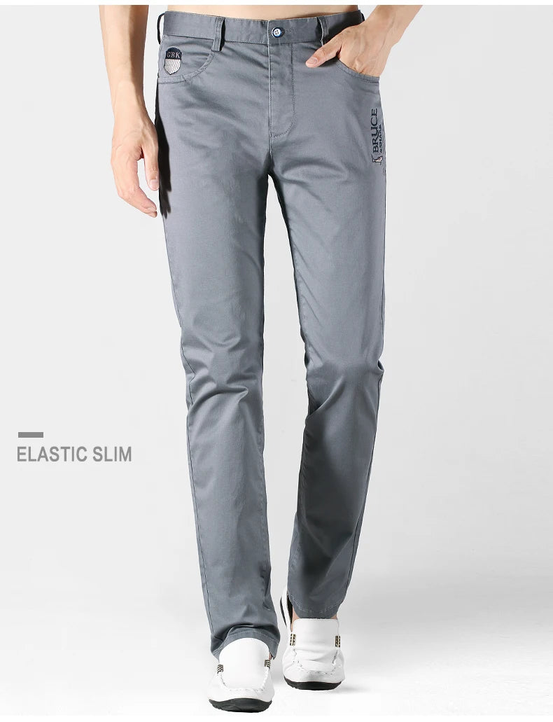 Bruce&Shark Autumn Winter Men's Pants Thicken Fashions Casual Straight Men's Trousers 98%Cotton 2%Spandex Stretch Cosy Fabric