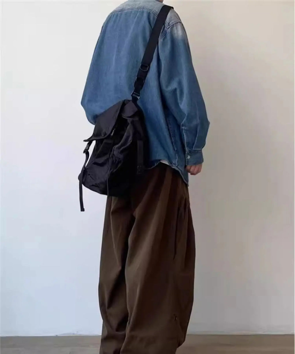 Retro Hong Kong Sle Wide Leg Harajuku Pants Straight Casual Workwear Trousers for Men And Women Youth Trend Autumn Season
