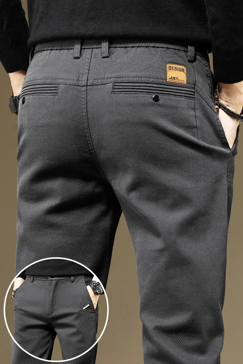 KUBRO Men's Pants Casual Cotton Solid Color Spring Autumn Straight Business Work Pants High Quality Fashion Black Grey Trousers