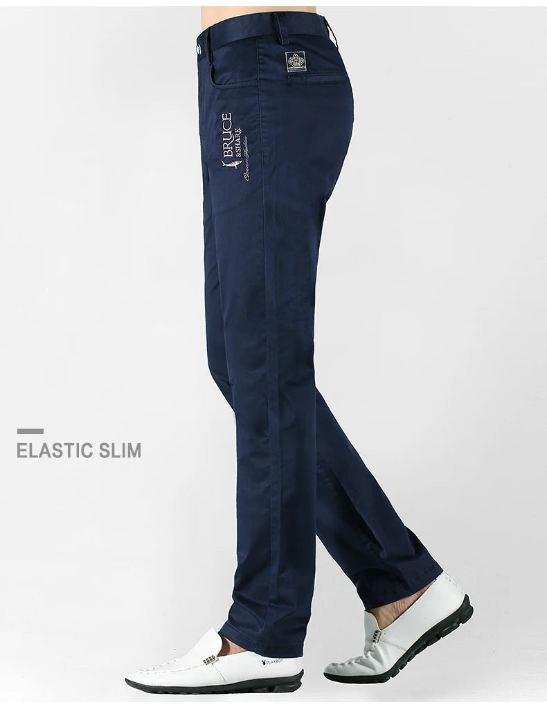 Bruce&Shark Autumn Winter Men's Pants Thicken Fashions Casual Straight Men's Trousers 98%Cotton 2%Spandex Stretch Cosy Fabric