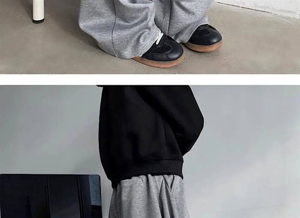 ey Deconstructed Spor Men's Sweatpants Casual Loose Wide Leg Long Trousers American Street Sle Autumn Winter Heavyweight
