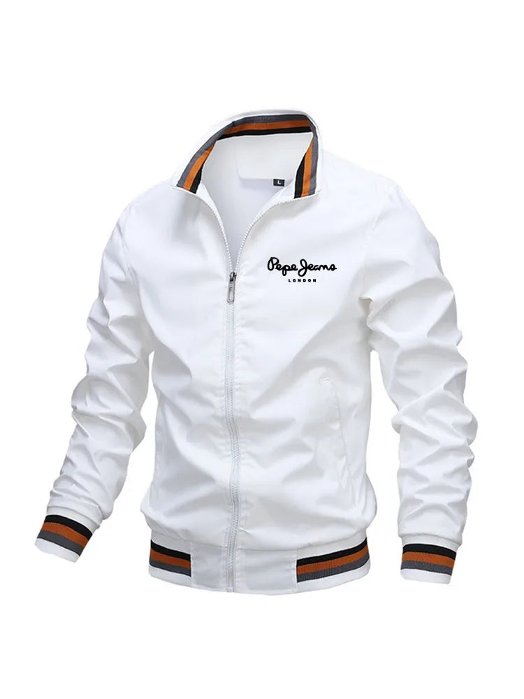 Autumn and Winter Men's Stand Collar Casual Zipper Jacket Outdoor Sports Coat Windbreaker Jacket for Men Waterproof Bomber