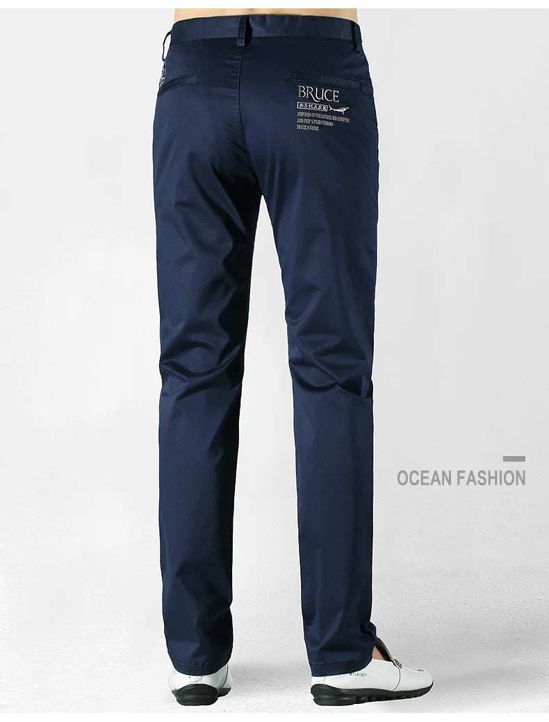 Bruce&Shark Autumn Winter Men's Pants Thicken Fashions Casual Straight Men's Trousers 98%Cotton 2%Spandex Stretch Cosy Fabric