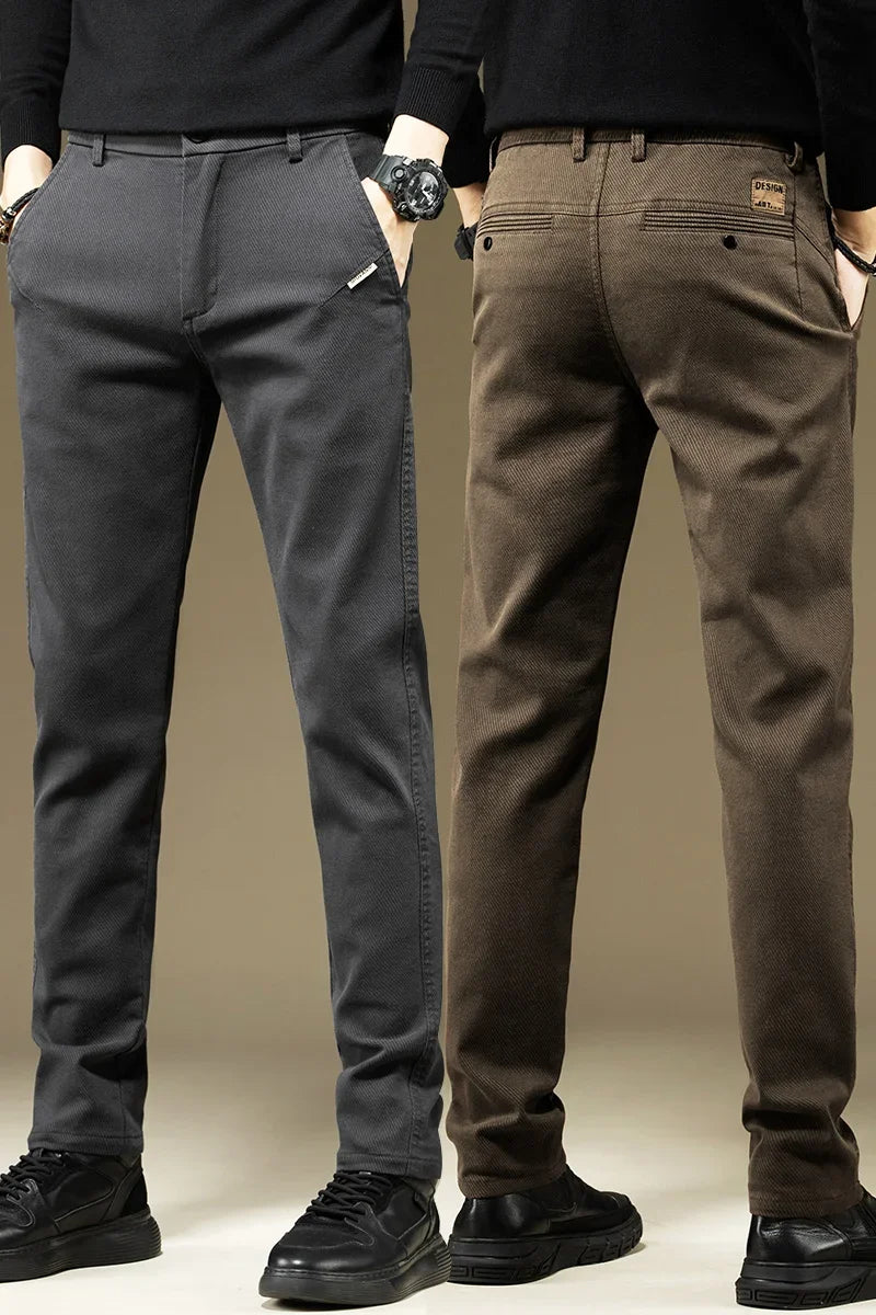 KUBRO Men's Pants Casual Cotton Solid Color Spring Autumn Straight Business Work Pants High Quality Fashion Black Grey Trousers