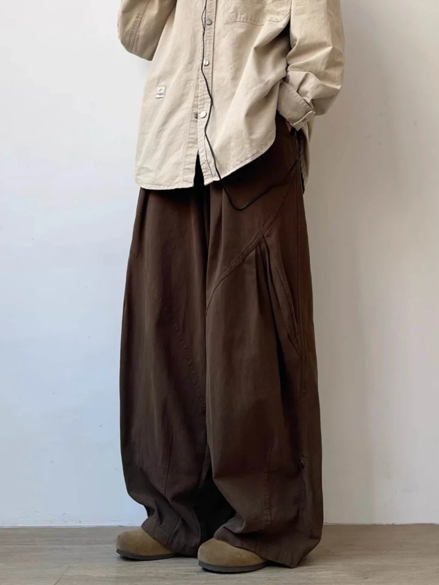 Retro Hong Kong Sle Wide Leg Harajuku Pants Straight Casual Workwear Trousers for Men And Women Youth Trend Autumn Season